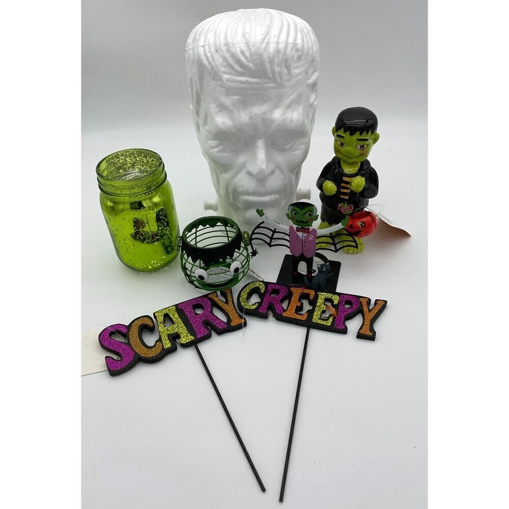 Frankenstein Themed Halloween Decor Junk Drawer Lot Five Pieces